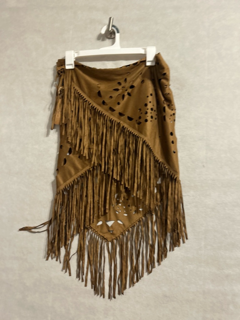 Fringed LaserCut Faux Suede Justin & Taylor faux suede wrap boho shawl festival